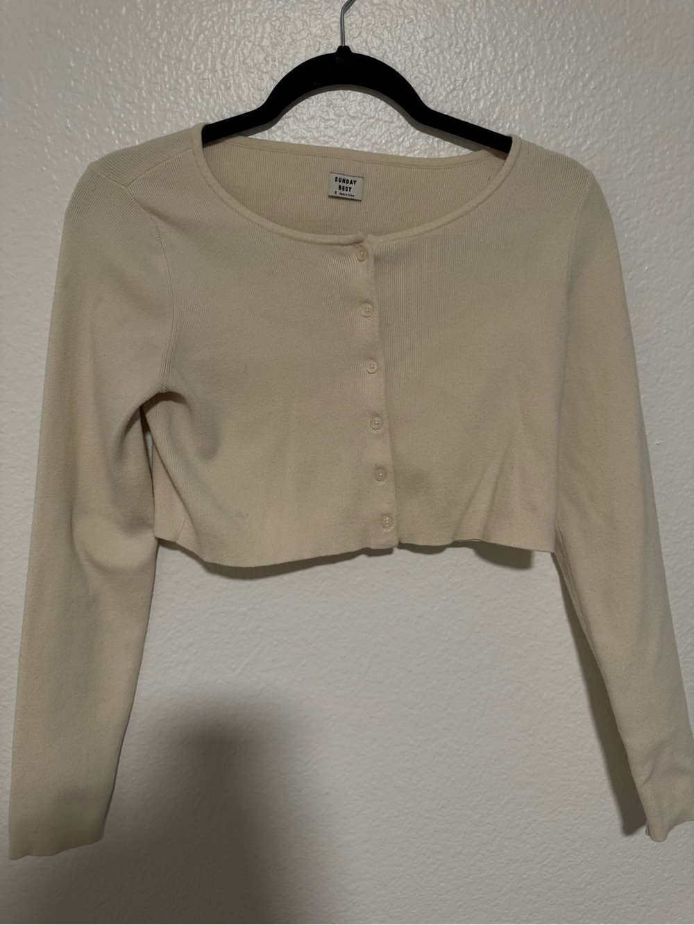 Sunday Best Cream Cropped Button Cardigan